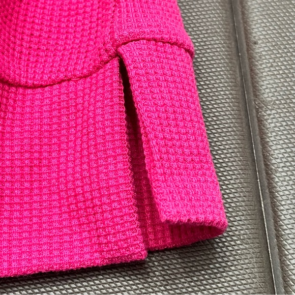 Quacker Factory Shirt Xmas Tree Sequins Festive Pink Thermal Waffle Knit 1X - Picture 5 of 7